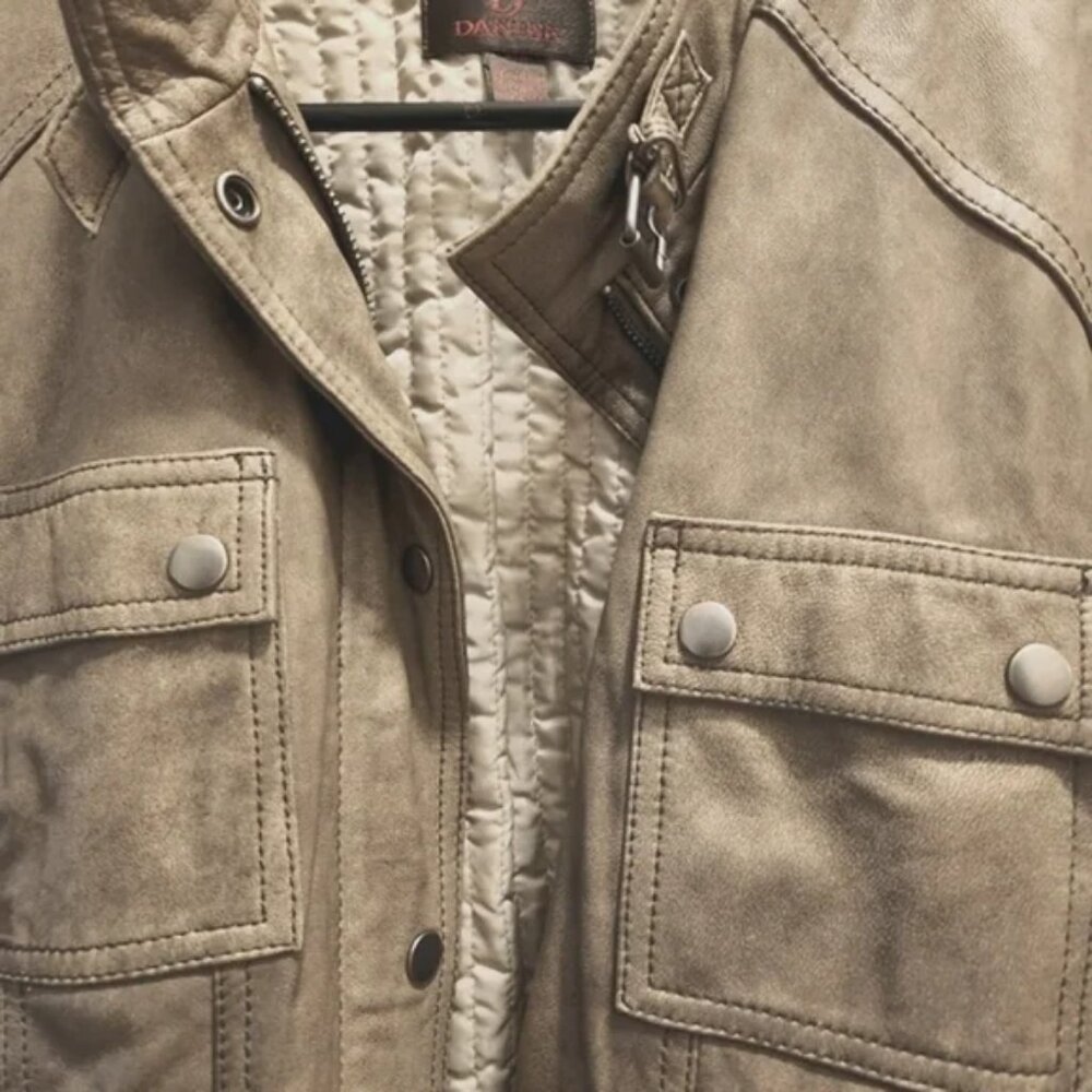 Vintage Danier Distressed Lambskin Aviator Jacket - Brown / Tan - M